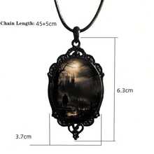 PINK TOWN Gothic Raven Castle Pendant Necklace,Vintage Cameo Glass Pendant Necklace Punk Style Victorian Choker Necklace Goth Raven Cabochon Choker Mystic Witch Halloween Jewelry For Women{Inchcolor_nameinch:Inch4481inch} - 4481 - 查看 6