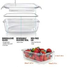 1050ml Glass Lunch Box, Microwave Bento Box, Food Storage Container, Student Food Compartment Box - Multicolor - View 9
