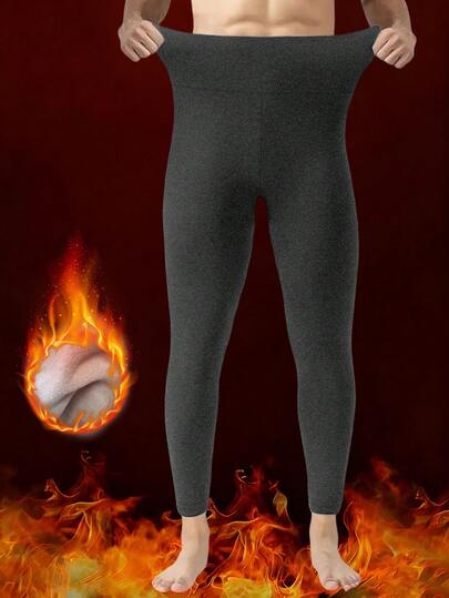 1pc Men's Thermal Underwear, Double-Sided Fleece Comfortable Insulated Leggings, Thick Fleece Lining Compression Tights, Quick-Dry Stretchy Breathable Base Layer, Suitable For Skiing, Outdoor Sports In Autumn/Winter