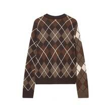 Áo khoác cardigan dài tay cài một hàng khuy kiểu dáng casual họa tiết hình thoi mới của Camellia dành cho nữ mùa Thu/Đông, thích hợp cho kỳ nghỉ. - Be - Xem 3