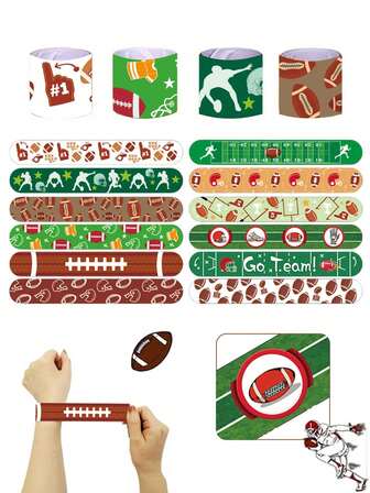 24pcs- Football Party Gift Set - Clap Bracelets - American Football-Themed Birthday Supplies, Decorations, Baby Shower Gifts, Classroom Prizes For Children. Perfect For Boys And Cheerleaders.