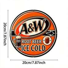 Vintage A&W Root Soda Aluminum Wall Sign - 7.8" Round Retro Decor With Mug & Root Imagery, Perfect For Home, Kitchen, Office, Bathroom & Outdoor Wall Art, Soda Accessories - 彩色 - 查看 2