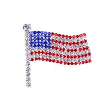 Rhinestone Waving USA Flag Brooch Pin For Men Women Silver Tone Fashion Crystal 4th Of July American Patriotic Medal Blue Red Enamel Brooches Dress Accessories S  Memorial Day Jewelry{Inchcolor_nameinch:InchFlag2inch} - 標誌2 - 查看 1