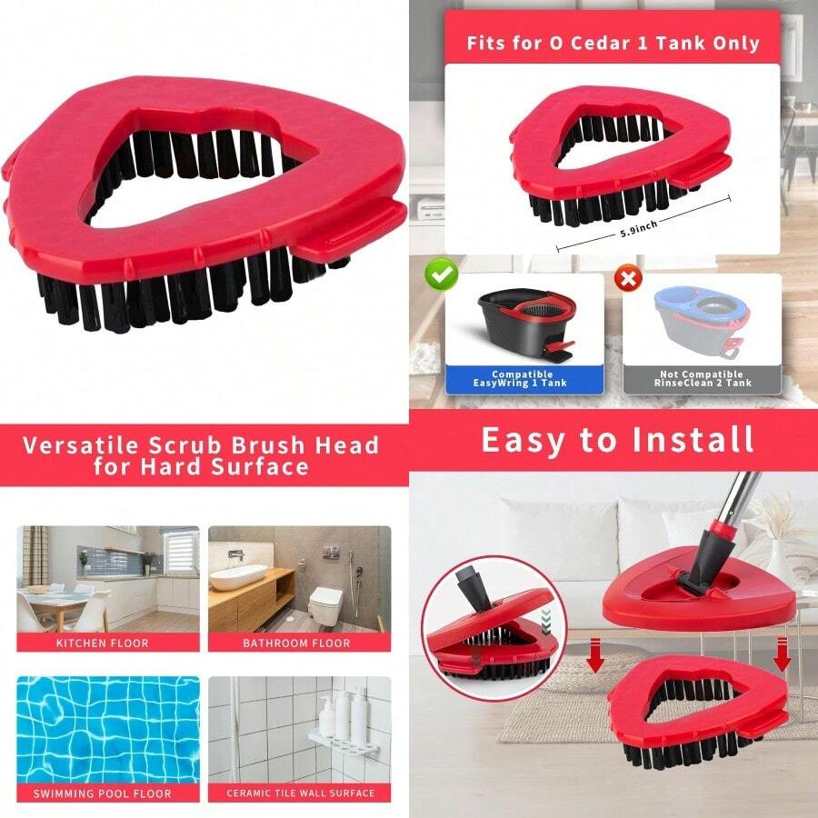 O Ceda Scrub Brush Spin Mop Scrub Brush Replacement Head For O Cedar EasyWring 1 Tank System Hard Bristle Cleaning Brush For Bathroom Kitchen Tub Tile And Glass Not Fit RinseClean 2Tank - 大的 - 查看 1