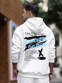 Áo hoodie nỉ nam Zrgoth in khẩu hiệu và hình đồ họa, phong cách đường phố cho mùa thu/đông. - trắng - Xem 2