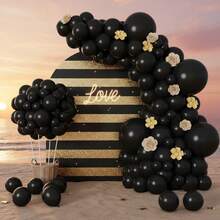 147 Pieces (1 Set) Of Matte Black Party Decoration Balloons Of Different Sizes, Balloon Wreath Arch Set, Unique Exploding Star Shaped Balloons, DIY Balloon Tree, Balloon Arch, Birthday, Wedding, Valentine's Day, Party Decoration, Christmas And New Year Decoration, Wedding Balloon Bouquet, Balloon Set - Multicolor - View 5