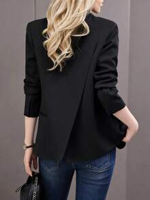 Áo khoác blazer đen thanh lịch, kiểu dáng độc đáo, hàng mới về mùa Xuân/Thu 2026 dành cho nữ. - màu đen - Xem 12