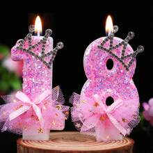 1 Nến sinh nhật kiểu công chúa màu hồng, Nến số đính sequin vương miện thanh lịch - Trang trí bánh đẹp mắt cho tiệc sinh nhật, đám cưới, cầu hôn, kỷ niệm, món quà bất ngờ tuyệt vời dành cho cô ấy - Nhiều màu - Xem 8