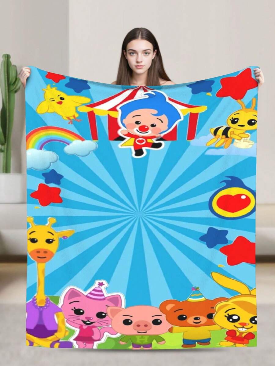Plim Plim Anime Flannel Blanket For Girls Boys Anime Gifts Throw Blanket Cozy Plush Flannel Fleece Print Blankets Double-Layer Blanket Lightweight Fuzzy For Bed Decor - 黑色 - 查看 1