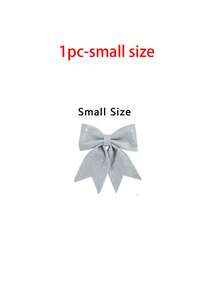 2pcs Large Silver Flashing Ribbon Bow Ties, Red Bows - Christmas Wreath Bows, Christmas Flashing Bow Wreaths, Christmas Tree Party Decorations, Christmas Decorative Wreath Decorations, Suitable For Big Gifts - Indoor/Outdoor Use - Silver - View 15