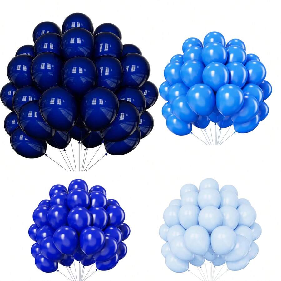 50/100pcs 10 Inch Blue Latex Round Balloons, Including Navy Blue, Sky Blue, Light Blue, Suitable For Birthday Party, Wedding, Anniversary, Graduation, Bridal Shower, Theme Party, Room Decoration, Outdoor Decoration - Blue - View 1