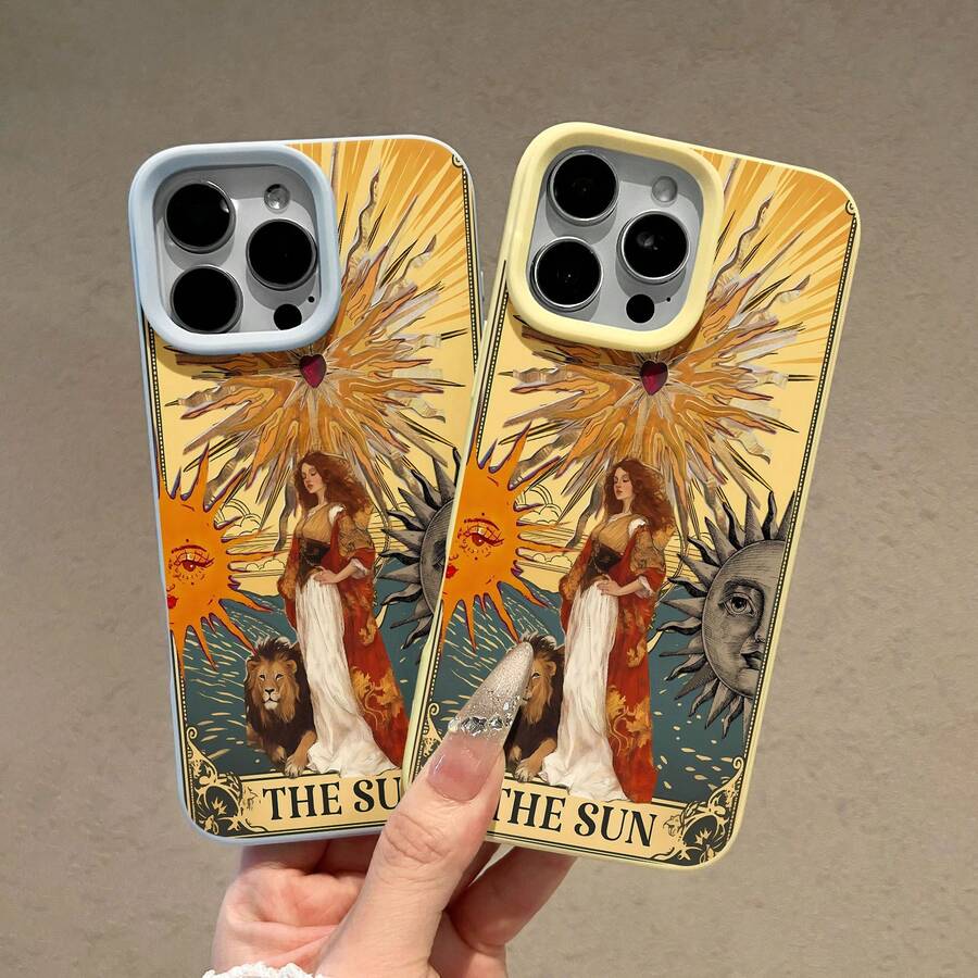 Funda para teléfono con estampado artístico del León Solar, compatible con teléfonos , 17, 16 Pro Max, 15 Pro Max, 13 y 12. Fabricada en TPU, ofrece protección contra golpes y caídas. Una opción cautivadora para amantes de la astrología, artistas, familiares, amigos y quienes buscan un regalo único. Perfecta para celebraciones, cumpleaños e inspiración diaria. - Amarillo - Ver 1