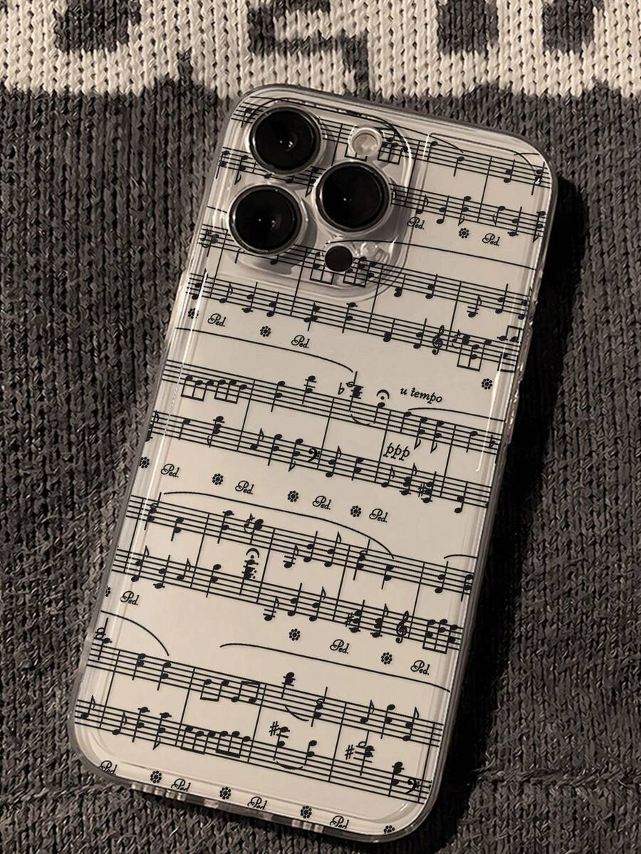 Letter Music Note Painted Transparent Minimalist Fashion Creative Shockproof Phone Case Compatible With IPhone 17/17 Pro/17 Pro Max, 16/11/16 Pro/16 Plus/16 Pro Max/16e, 15 Pro Max, 13/14/12/XS/XR/7G/8P, Galaxy S25/S25 Plus/S25 Ultra, A16/A36/A26/A56/A50/A12/A32 - Multicolor - View 1