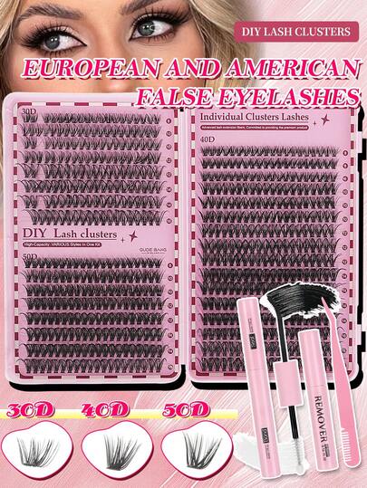 640PCS Mega Pack! 30D+40D+50D Wispy Individual Lash Clusters | D-Curl 8-18mm - Perfect For Daily/Date/Work Looks | Beginner-Friendly Full Kit: Glue, Tweezers, Remover & Lash Brush Included | Reusable Eyelash Extensions - Save Money & Time On Salon Visits
