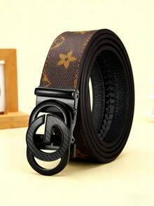 1 Piece Of Men's Fashionable Alloy Letter Automatic Buckle Belt, A , Personalized And Versatile Business Waist Belt, Which Is Durable And A Must-Have For Business Elites - A Great Gift Choice - Black - View 17