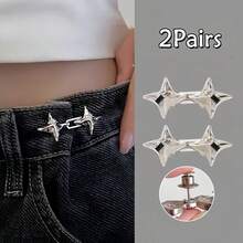 1/2/3/4 Pairs Luxury Adjustable Waist Cincher, Star Shaped Waist Tightener, Fashionable Waist Buckle For Jeans - Multicolor - View 24