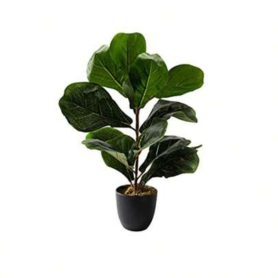 Royal Imports Artificial Fiddle Leaf Plant LifeLike Ficus Faux Fig Tree Dark Green In Decorative Planter 21" Tall