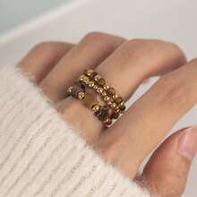 3 Stücke Damen Boho Stern Naturstein + Edelstahl Ring Set, elastisches Kordel verstellbare Größe, eleganter Schmuck Hochzeitsgeschenk, geeignet für Alltag, Urlaub, Party Tragen, Geschenkbox Verpackung - Sternenring-Set - Übersicht 6