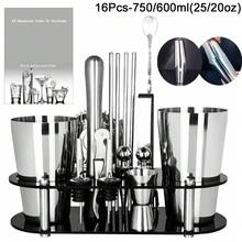KCJLHGT 2-17Pcs Cocktail Shaker Set 750ml(25oz), 750/600ml(25/20oz) Bartending Kit Bar Shakers Tools Bartender Kit With Cocktail Recipe Stand For Family, Party. Bar Cocktail Accessories - Silver - View 7