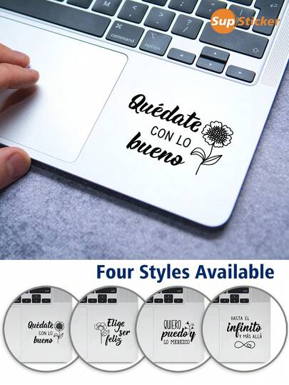 SUPSTICKER 1 pieza Frase motivacional en inglés Pegatina parcial para cuaderno, material de PVC, autoadhesiva, a prueba de polvo, resistente a los arañazos, color transparente, para decoración de cuaderno y transformación conveniente, 8x8cm