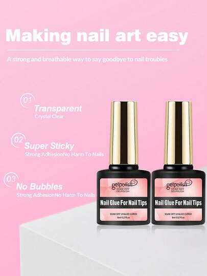 2 lọ sơn móng tay trong suốt, khô bằng tia UV, bền màu và lâu trôi, thích hợp để tự làm móng tại nhà hoặc làm quà tặng cho phụ nữ.