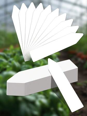 50/100/200个园艺植物标签，4英寸PP材质，防水，单行嵌入式标签，可重复使用，可作为植物生长记录。