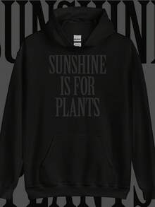 Black On Black Uni Hoodie  Gothic Nu Goth All Black Everything Emo Clothing Soft Grunge Ed Out  Sunshine Is For Plants,Autumn/Winter Hoodie Autumn Set - 款式2 - 查看 1