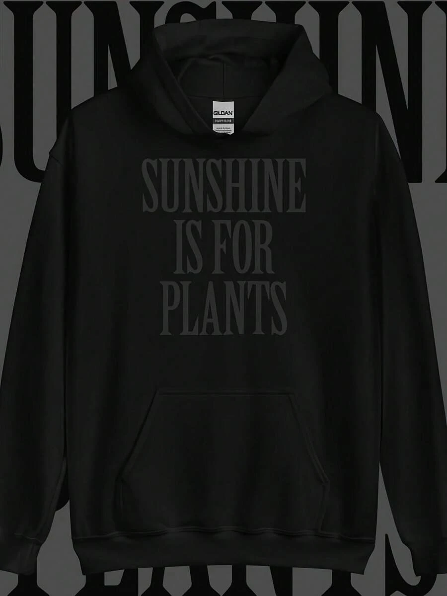 Black On Black Uni Hoodie Gothic Nu Goth All Black Everything Emo Clothing Soft Grunge Ed Out Sunshine Is For Plants,Autumn/Winter Hoodie Autumn Set - 款式2 - 查看 1