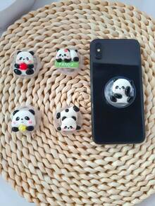 Soporte de aire 3D lindo de panda, herramienta mágica de resina epoxi elástica y jorobada, funda de teléfono creativa de escritorio, pegatina de dibujos animados compatible con iPhone, teléfono Android, regalo de cumpleaños, familia, amigos. Regalo de cumpleaños Agarre de teléfono de empuje y tracción Soporte de teléfono