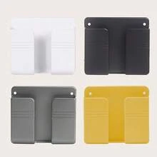 1pc Adhesive Phone Charging Holder, Multifunctional Wall Mount Bathroom Organizer, Slouchy Bedside Phone Stand, Wall-Mounted Phone Charging Box Holder, Adhesive Remote Control Holder, No Drilling Required - Multicolor - View 6