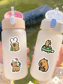 60 Pcs Capybara Stickers, Kawaii Animal Sticker Set With Hot Spring & Art Parody Designs, Cute Critter Decals For Journal & Tech Accessories, Scrapbook Stickers - Mocha Brown - View 6