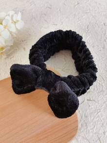 1pc Solid Color Black Bath Headband & 2pcs Bath Wrist Band, Creative Polyester Facial Makeup Headband & Wrist Wash Band Set For Bathroom Home Bathroom Decor Fall Decor Back To School