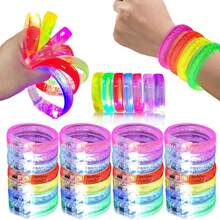 LED Bracelets Glow Sticks Glow In The Dark Party Supplies For Kids/Adults, Halloween Party Favors For Kids Flashing Light Up Toys, Neon Accessories Carnival Birthday Concert Games Gifts(Random Color) - 彩色 - 查看 11