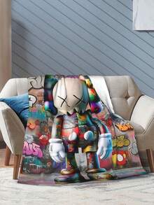 Kawss Kawaii Kaw Blanket  Cartoon Printed Flannel Blanket - Ultra Soft Anime Themed Gift For Birthday & Christmas Celebrations Boy And Girl - Black - View 6