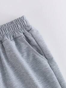 Ropa para adolescentes y mujeres jóvenes: Sudadera de cuello redondo gris combinada con pantalón de chándal gris - Gris - Ver 7