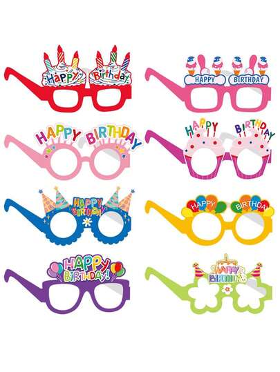 8/4个/生日快乐眼镜，新奇眼镜，拍照道具，生日派对必备，主题派对和庆祝活动的理想之选