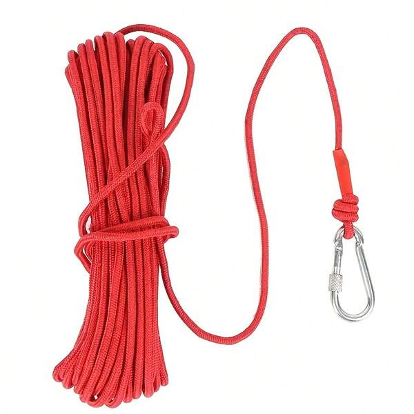 10m/393.7in High-Quality Red Fishing Line, 4mm Thick, Polyester, With Carabiner, Suitable For Boat Owners And Fishermen, High Strength For Boating And Fishing, Ideal For Outdoor Boats And Fixed Equipment, Multi-Purpose Boat Line | Vibrant Red Line | High-Quality Rope, Portable Boat Line, Universal Boat Line, Versatile For Boating And Fishing