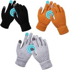 Guantes Touch Tablet Celular De Lana Tejido Invierno Unisex Antideslizantes Con Pantalla TáCtil Guantes Suaves De Forro CáLido - BLANCO - Ver 2