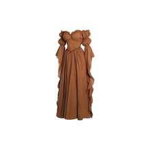Vestido de disfraz medieval y renacentista, vestidos de época victoriana y regencia para mujeres - Grande / Extra grande + Marrón - Ver 2