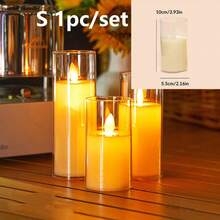 1pc Flickering Flameless LED Candle Light With Batteries, Dancing Flame Wick Electronic Candle, Ideal For Wedding, Dining Table, Birthday, Party,Festival Decoration,Christmas Indoor Table Decor Candle Light
