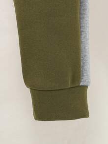 Boys' Letter Print Baseball Jacket And Pants Set - Army Green - View 7