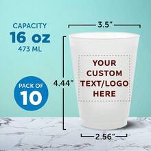 DCustom Frosted Plastic Stadium Cups 10 Pack Promotional Text Logo 16 Oz. Shatterproof Flexible Reusable Party Cups Natural - 客製天然 - 查看 5