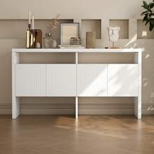 Chest Of Drawers / Sideboard / Cabinet With 2 Open Compartments And 4 Doors, White, Dimensions: 140 X 75 X 35 (H X D) - White + MDF - View 3