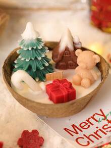 1pc Creative Coconut Bowl Christmas Candle Set, Variety Of Styles Candles, Scented Candles, Smokeless Candles, Cute Candles, Gifts, Souvenirs, Christmas Gifts, Winter Gifts, For Home Decor, Room Decor, Tabletop Decoration - Multicolor - View 5