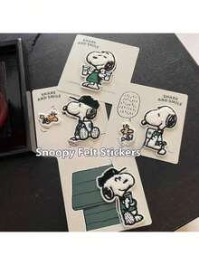 SNOOPY 1pc Self-Adhesive Cartoon Embroidered Plush Animal Patch, Suitable For Clothing, Bags, Decoration, Repair, DIY Sticker, Random Style, Can Be Used As Christmas Gift Or Christmas Decoration