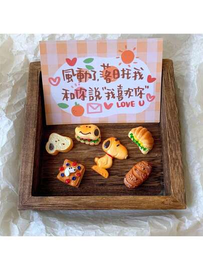  1 Set/6pcs: Puppy Pancake, Cup Stickers, Snoopy Train Stickers, 3D Realistic Food Toy Decor, Removable Stickers, Bread, Cream Glue DIY, Christmas Stocking Filler, Christmas Gifts, Christmas Decorations