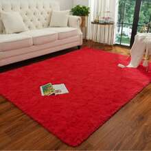 1pc Luxury Red Shaggy Rug, Decorative Carpet, Living Room Rug, Kitchen Mat, Bedroom Rug, Bathroom Mat, Kitchen Rug - Red - View 4