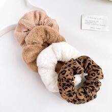 Herbst- und Winterplüsch Großdarm Haarring Haaraccessoire Kombination Leopardenmuster Kaffeefarbe Haarring vielseitiger Haargummi Haaraccessoire