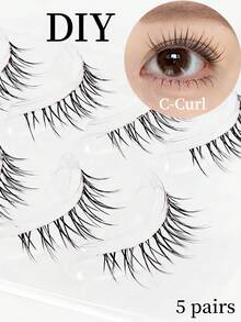 5 pares de pestañas postizas de estilo coreano con llama - Tallo transparente completo, estilo hada ultra fino, longitud de 6-12 mm, ligero y suave, cómodo y fácil de usar, efecto natural y hermoso, encanto de ojos brillantes en 3D, adecuado para salidas diarias, viajes y fiestas, maquillaje de escenario, ahorro de tiempo, adecuado para principiantes y reutilizable, regalo para novias, cumpleaños/Día de San Valentín/Navidad, pestañas nupciales hechas a mano, pestañas naturales, pestañas de extensión - Pestañas Spiky Manga - Ver 3