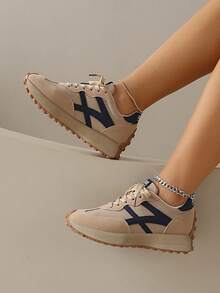 女士户外休闲运动鞋，适合四季通勤，防滑、防臭、透气舒适，系带设计方便穿脱。 - 卡其 - 查看 5